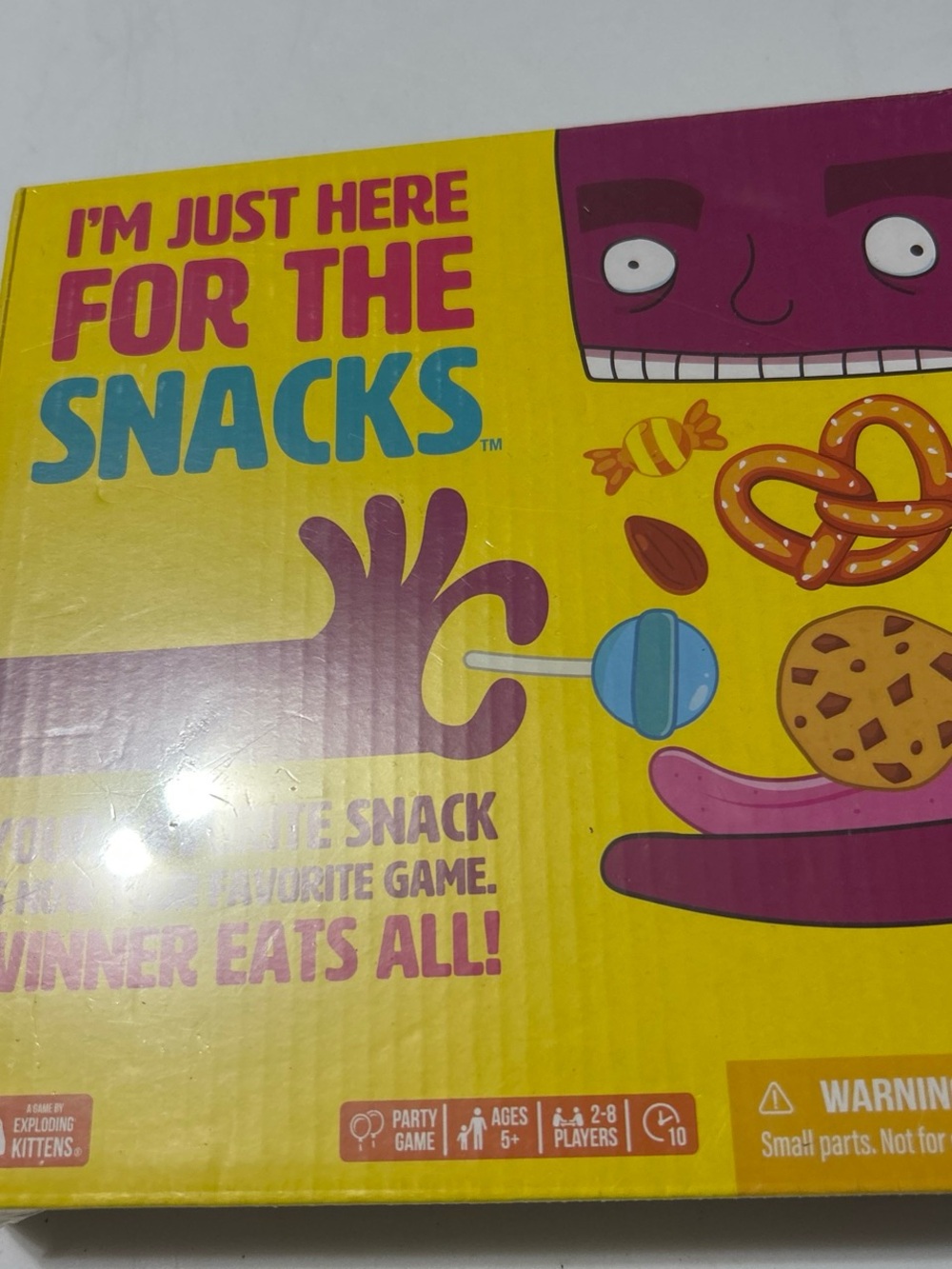 Explosive Fun: I'm Just Here for the Snacks Party Game - Yellow & Purple